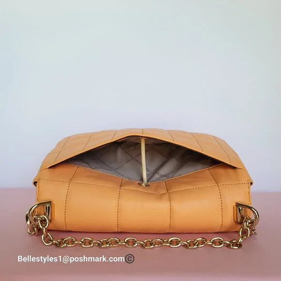 MICHAEL KORS Soho Quilted Smooth Leather Shoulder Bag- Cantaloupe color ⭐